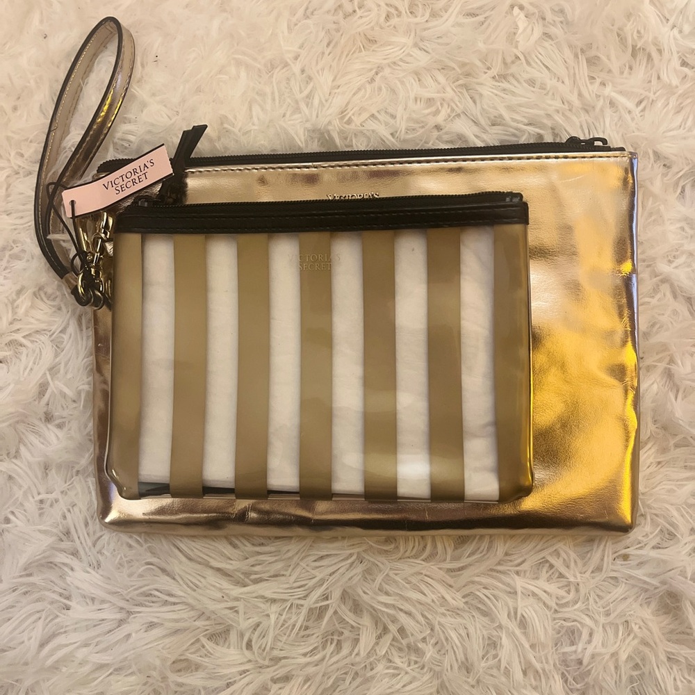 Victoria's Secret Gold Cosmetic Bag Set